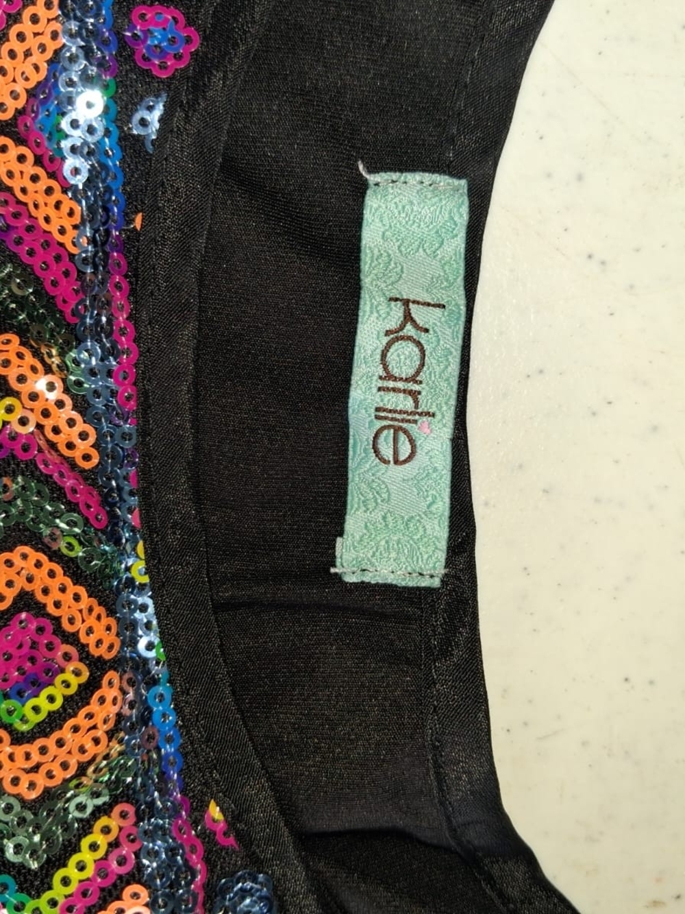 Karlie Black Skirt with Multicolor Sequin Pattern